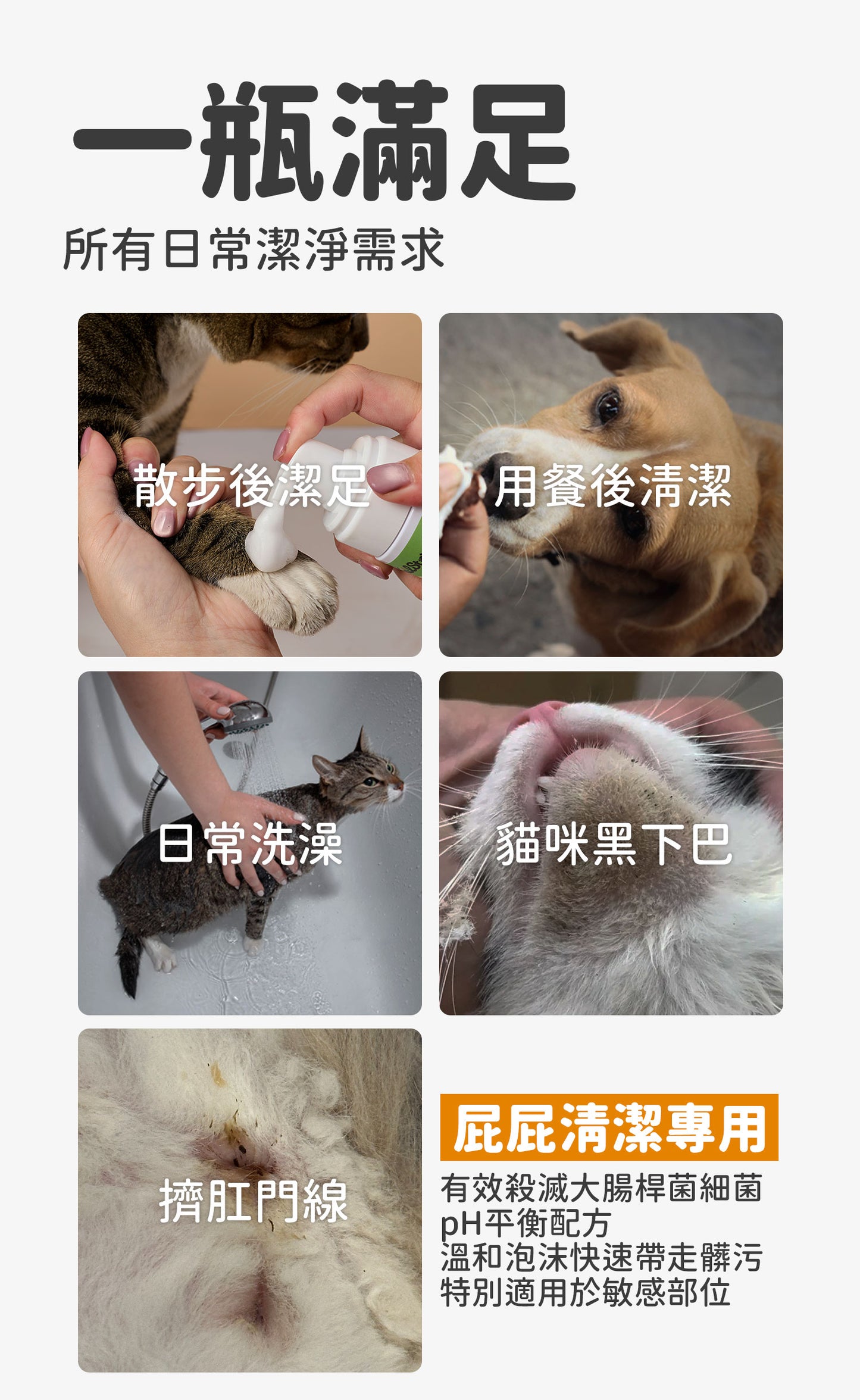 【2件裝】無負擔 寵物抗菌清潔泡泡 150ml（日常護理 除臭清新 舒敏保濕 肉墊護理）